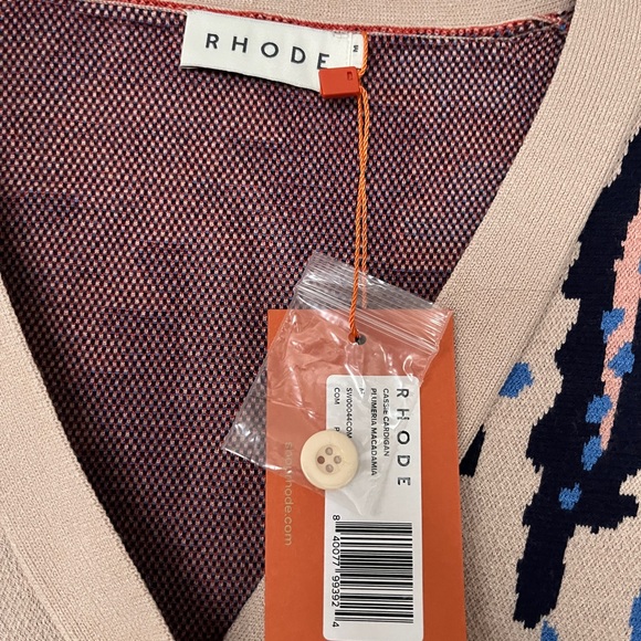 New Rhode Cassie Cardigan Knit Sz M in Plumeria Macadamia Sweater Button - Picture 2 of 3